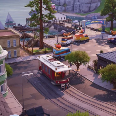 fortnite ulica tramwaj kamienice dachy